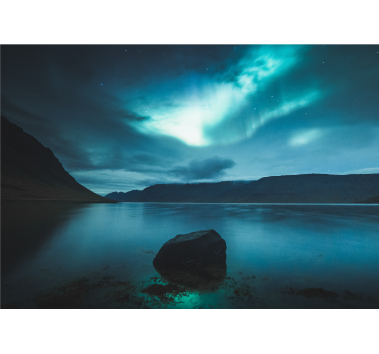 Landscape wall mural aurora over calm lake - TenStickers
