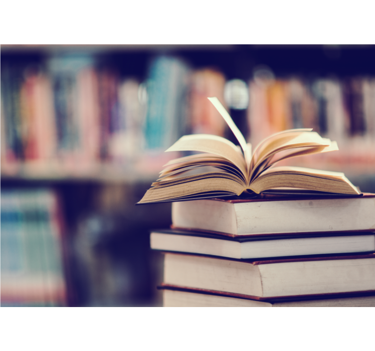 Open book stack wall mural painting - TenStickers