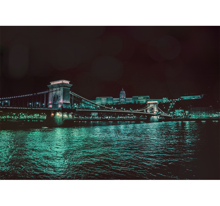Wall mural city chain bridge night view - TenStickers