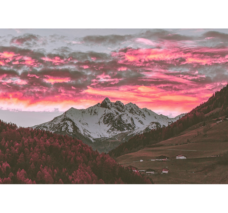 Mountain wall mural stunning mountain sunset - TenStickers