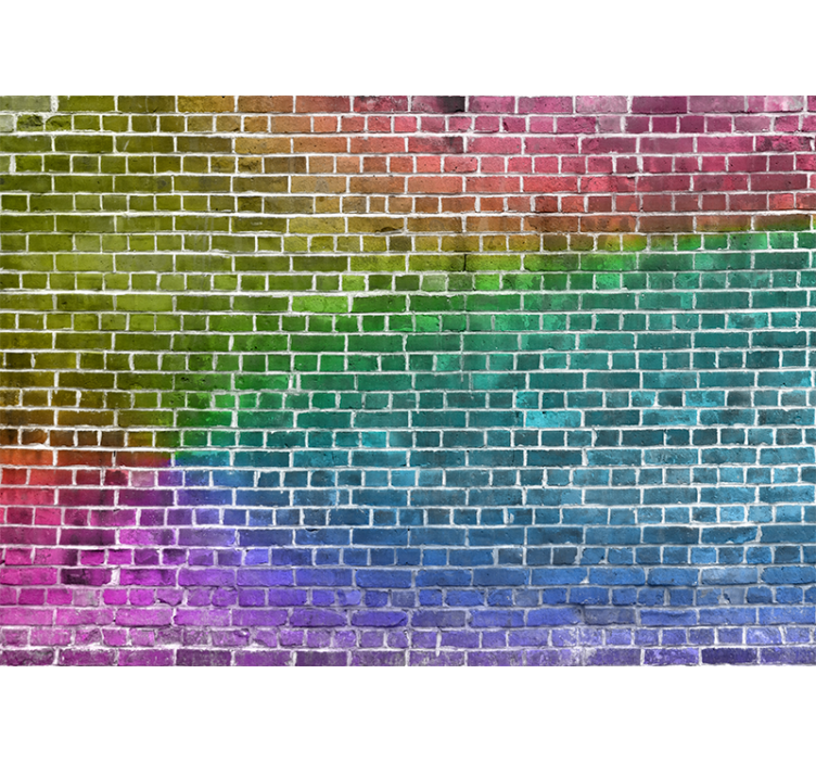 Wall mural pattern rainbow brick design - TenStickers