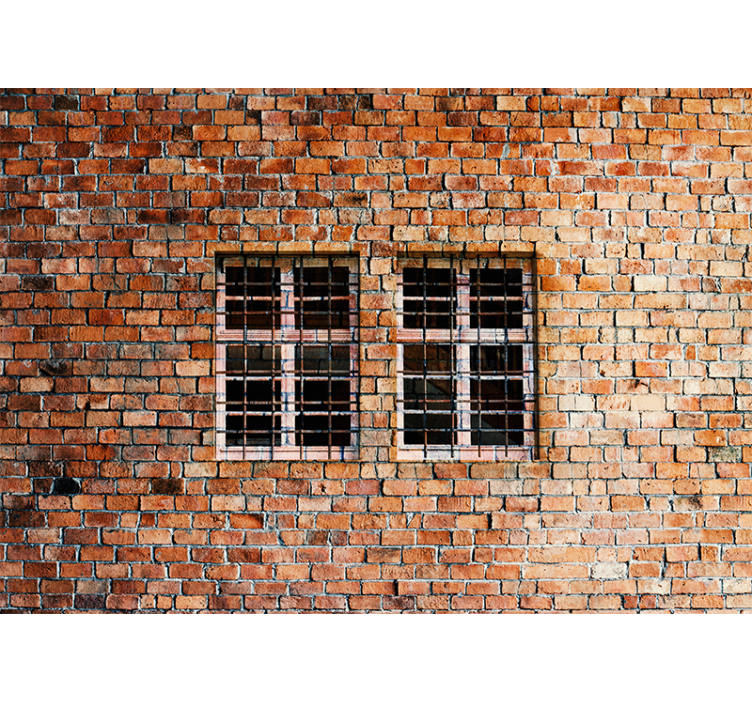 Brick mural wallpaper rustic brick windows - TenStickers