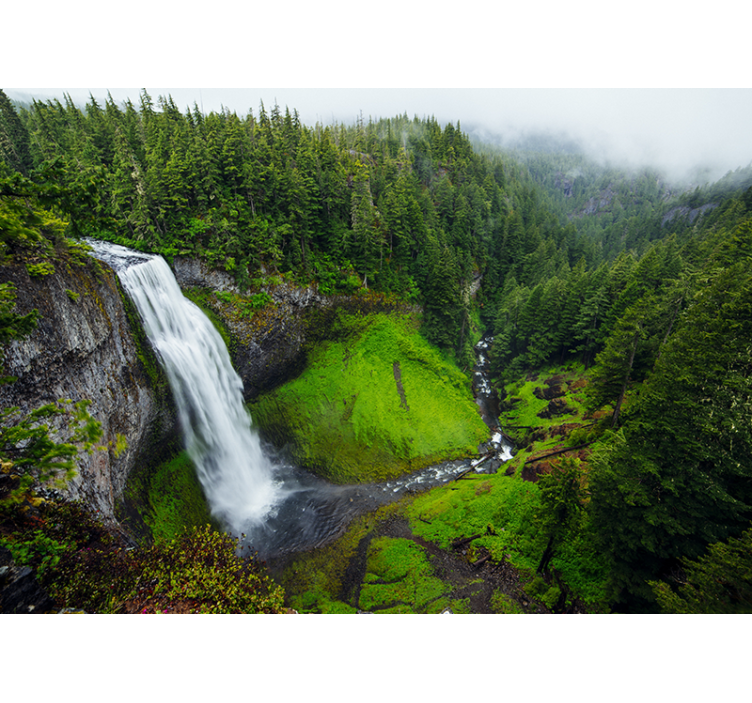 Nature wall mural lush green waterfall - TenStickers