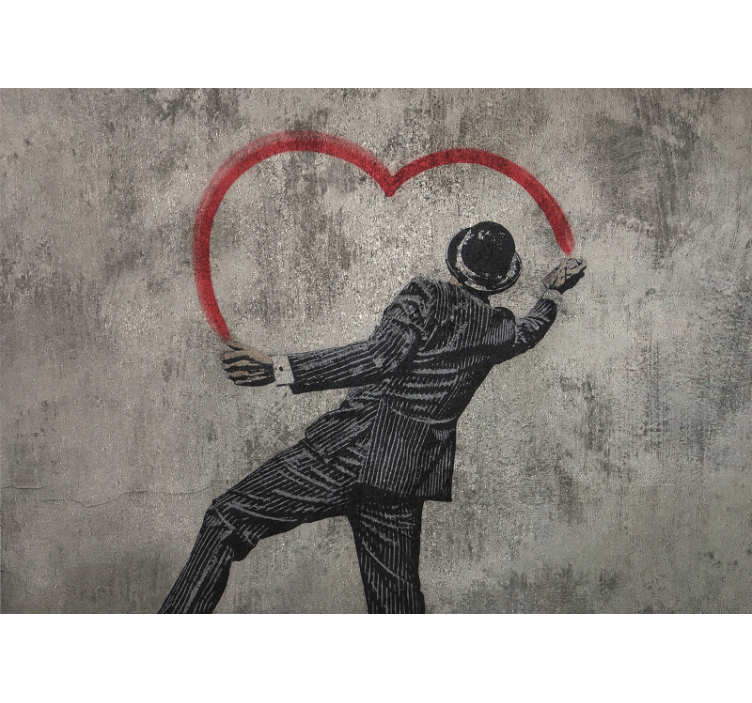 Love wall mural dapper gentleman sketching heart - TenStickers