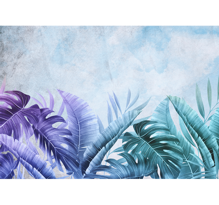 Blue and purple tropical plants wall mural - TenStickers