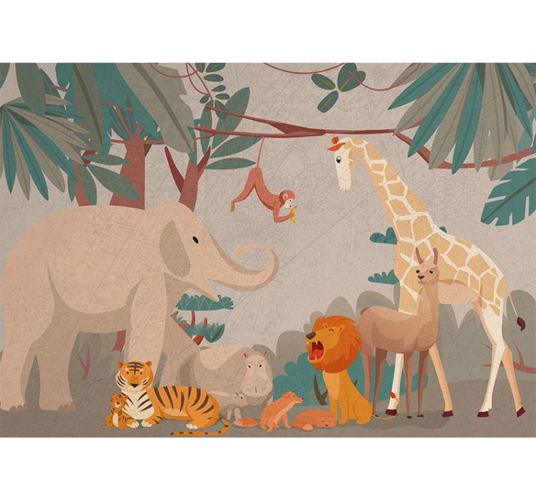 Safari Animal Gathering wall mural animals - TenStickers