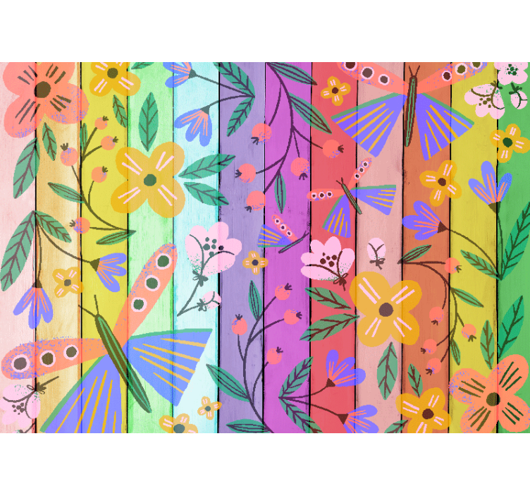 Flowers wall mural with lively botanical designs - TenStickers