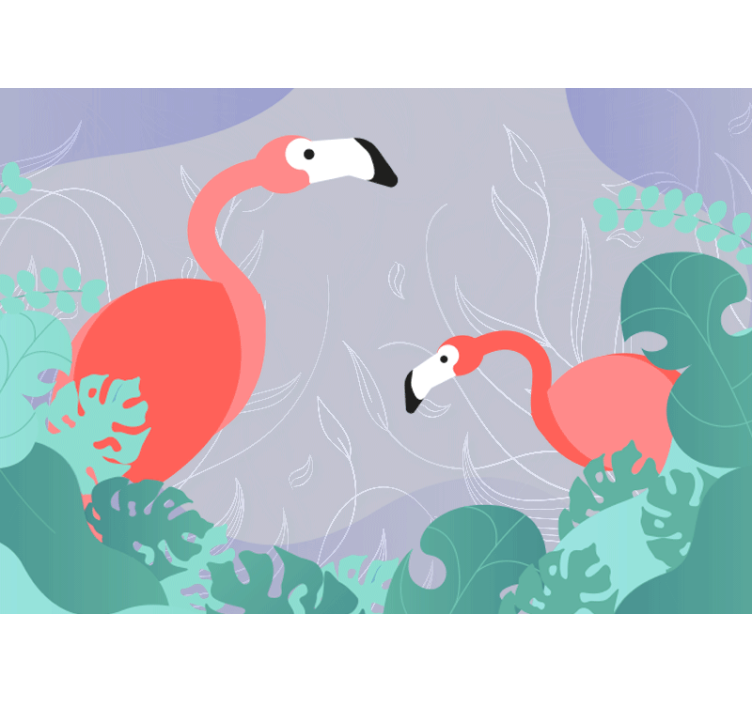 Wall mural animals flamingo family - TenStickers