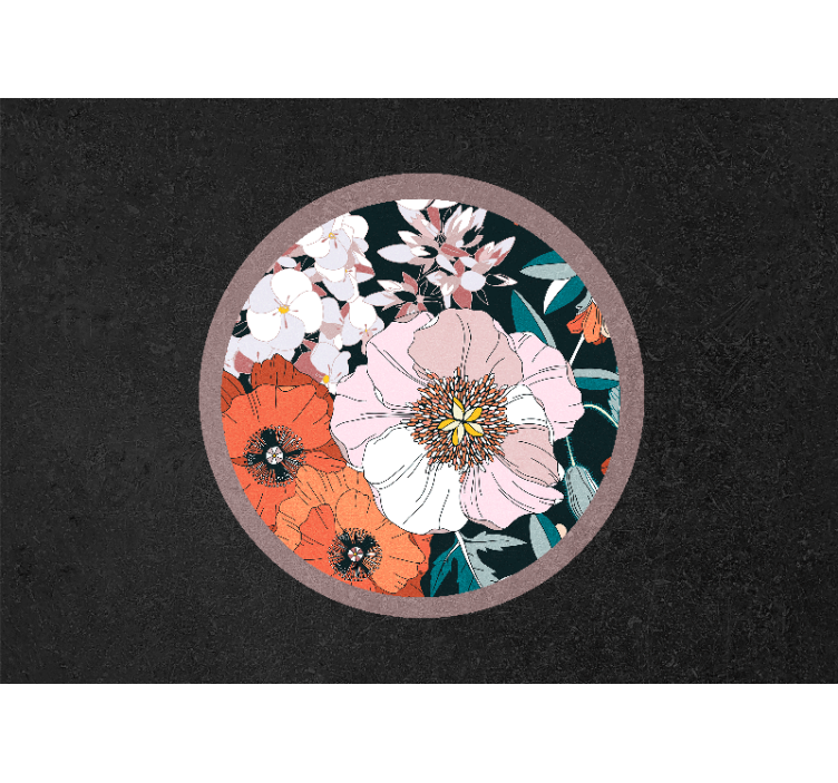 Flowers wall mural floral circle pattern - TenStickers