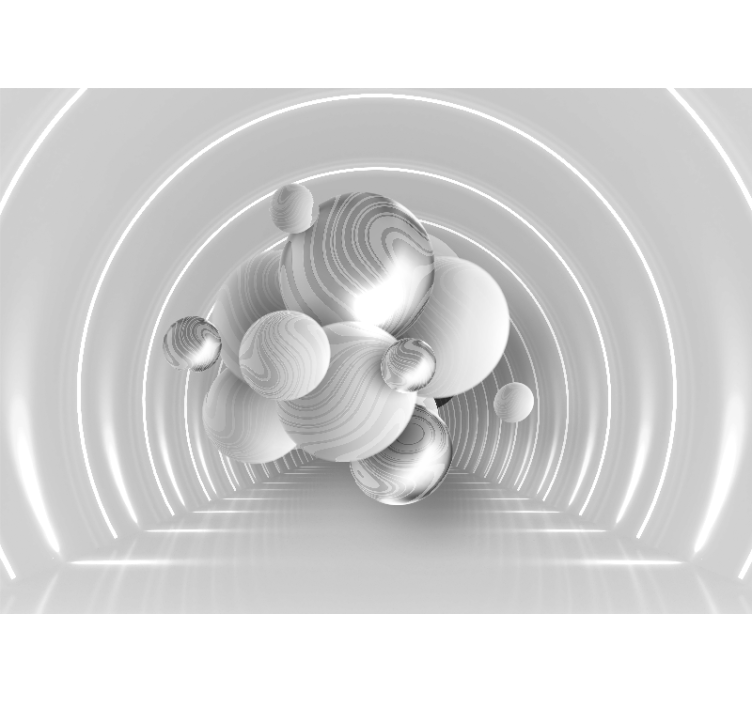 Floating circular shapes 3d mural wallpaper - TenStickers