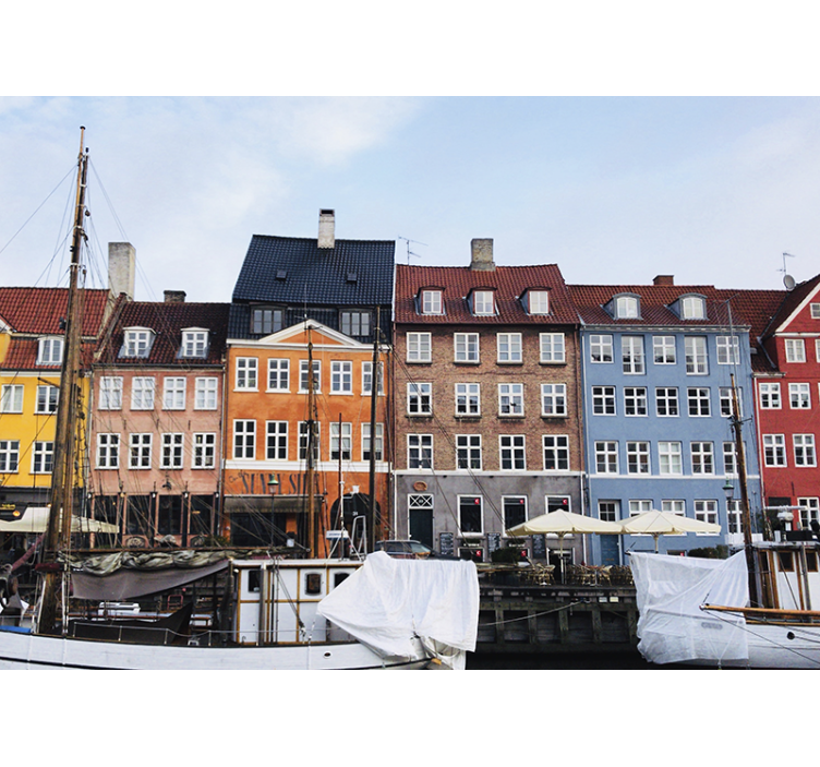 Wall mural city copenhagen canal view - TenStickers