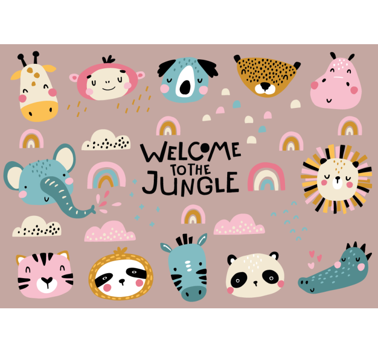 Wall mural animals cute jungle creatures - TenStickers
