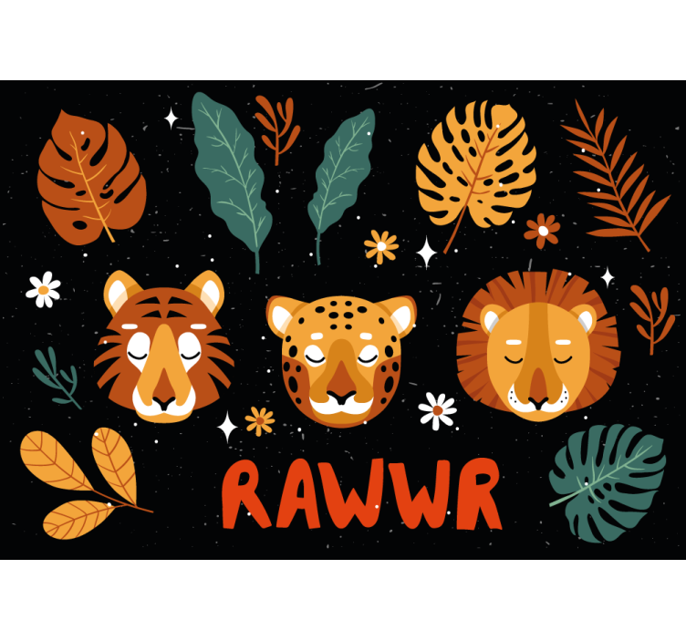 Childrens bedroom wall mural playful jungle animals - TenStickers