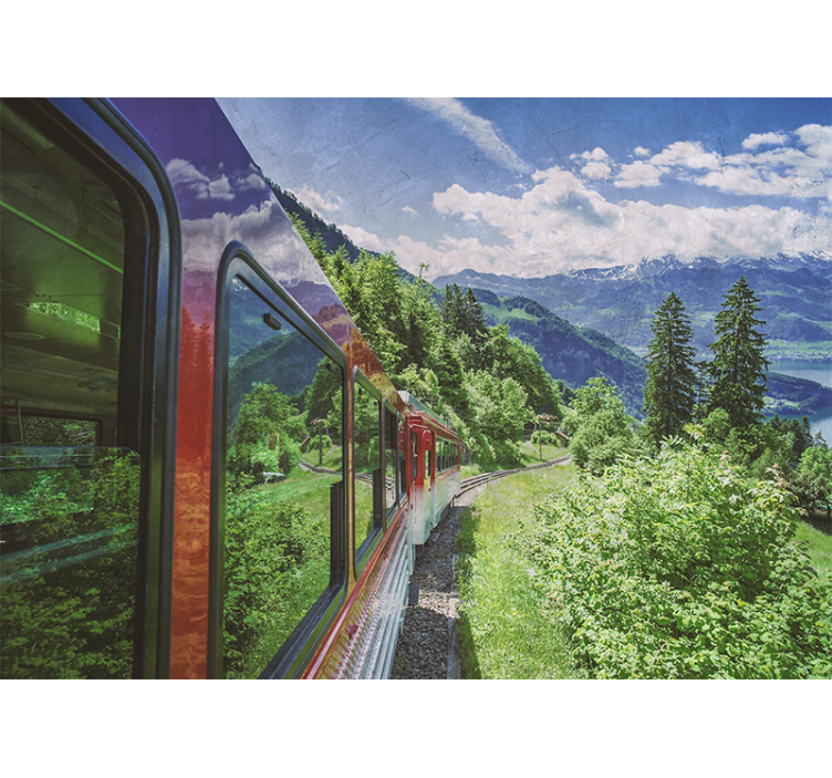 Landscape wall mural mountain railway adventure - TenStickers