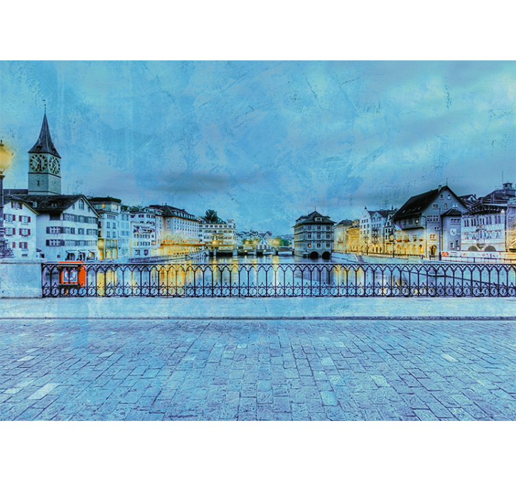 Wall mural city zurich riverside view - TenStickers