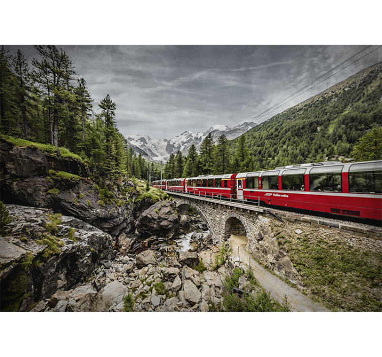 Wall mural city scenic mountain train journey - TenStickers