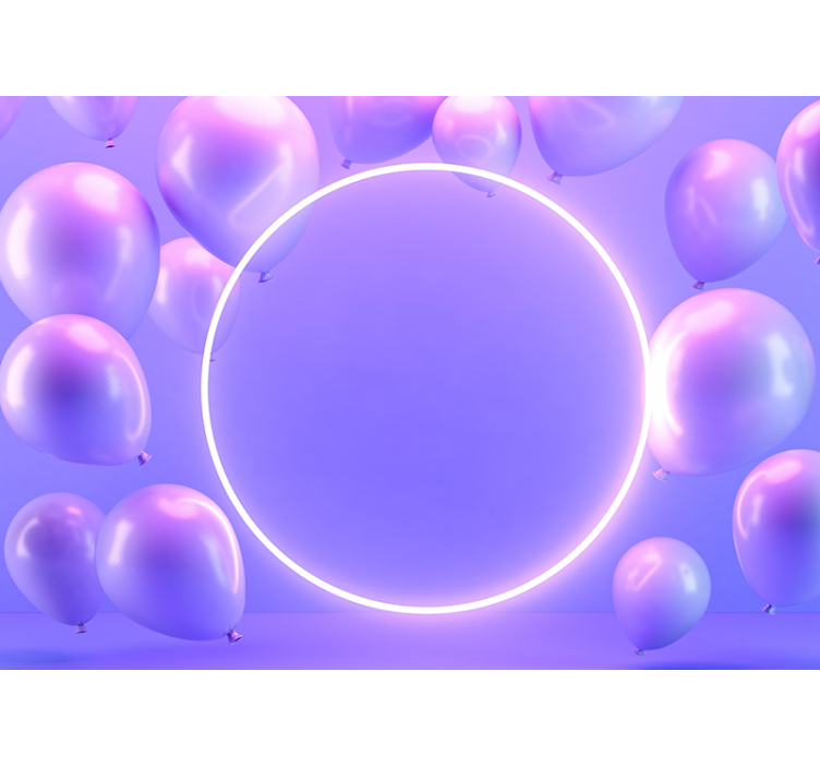 Love wall mural floating balloons circle - TenStickers