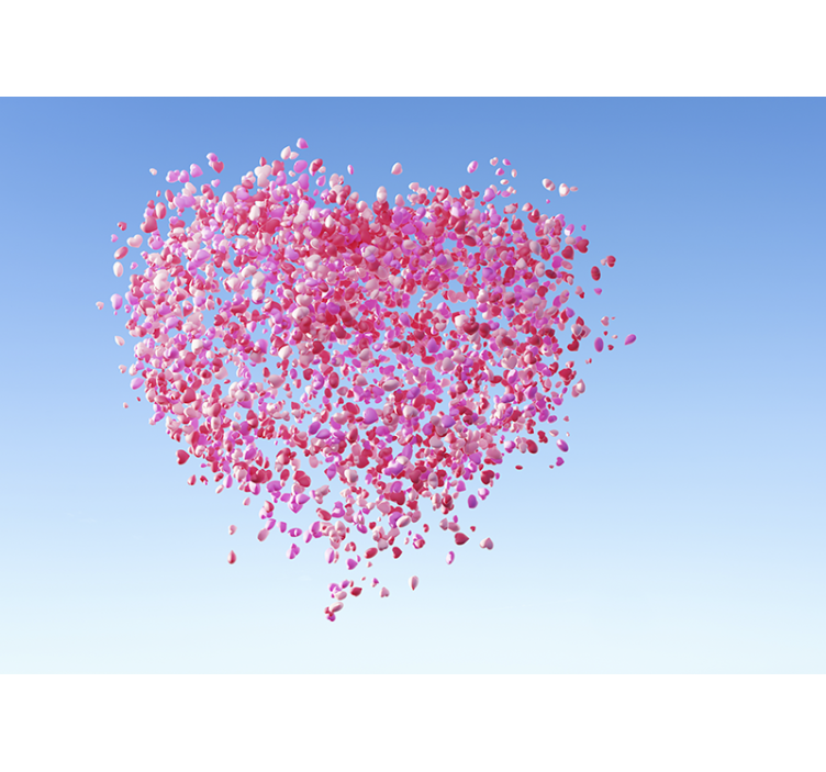 Love wall mural floating petals heart - TenStickers
