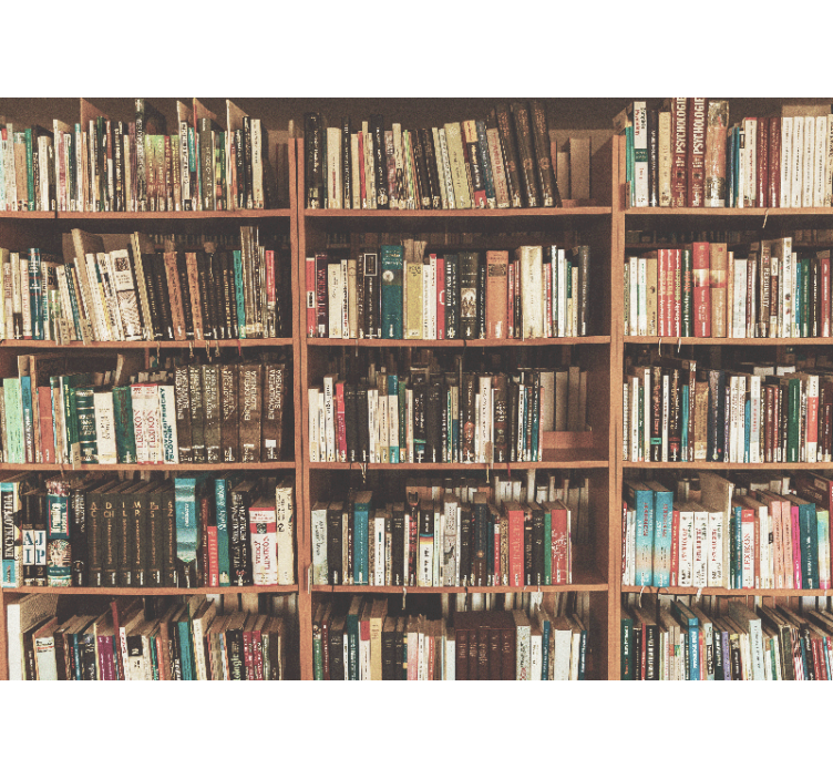 Wall mural painting bookshelf with literature - TenStickers