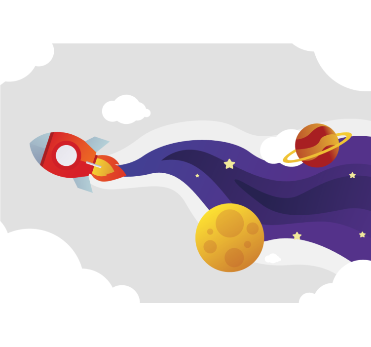 Wall mural fantasy spaceship and celestial bodies - TenStickers