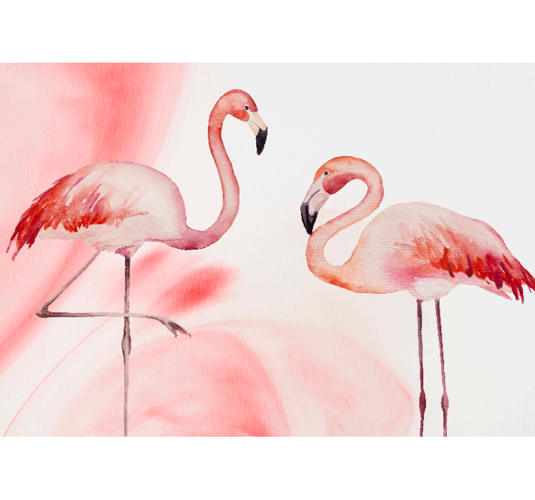 Living room wall mural flamingo pair - TenStickers