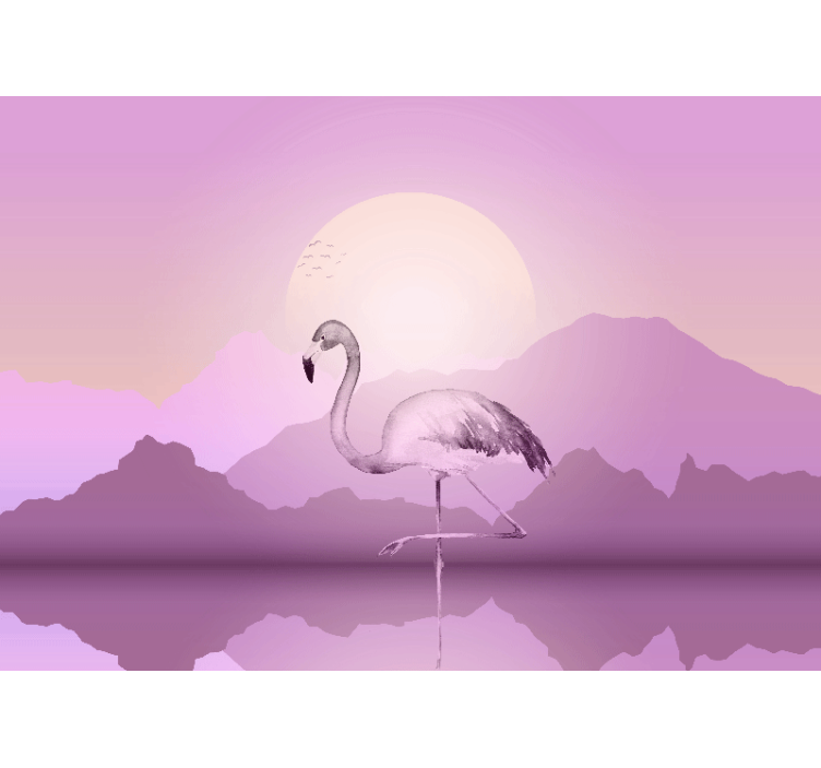 Wall mural animals elegant flamingo silhouette - TenStickers