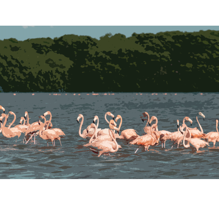 Wall mural animals flamingo flock gathering - TenStickers