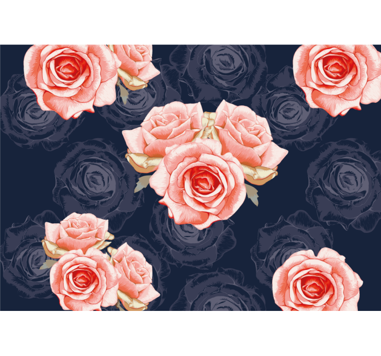 Elegant Pink Flowers roses wall mural - TenStickers