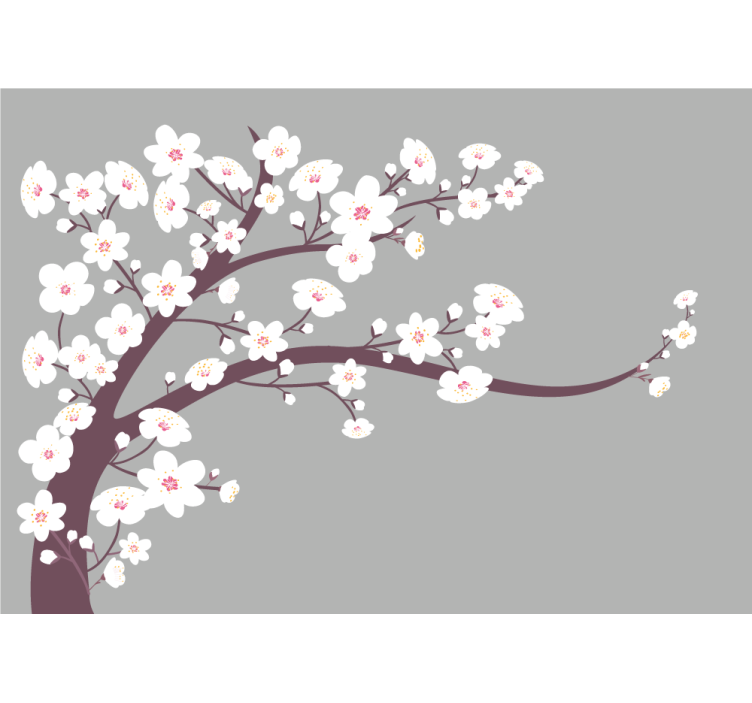 Flowers wall mural blooming cherry branch - TenStickers