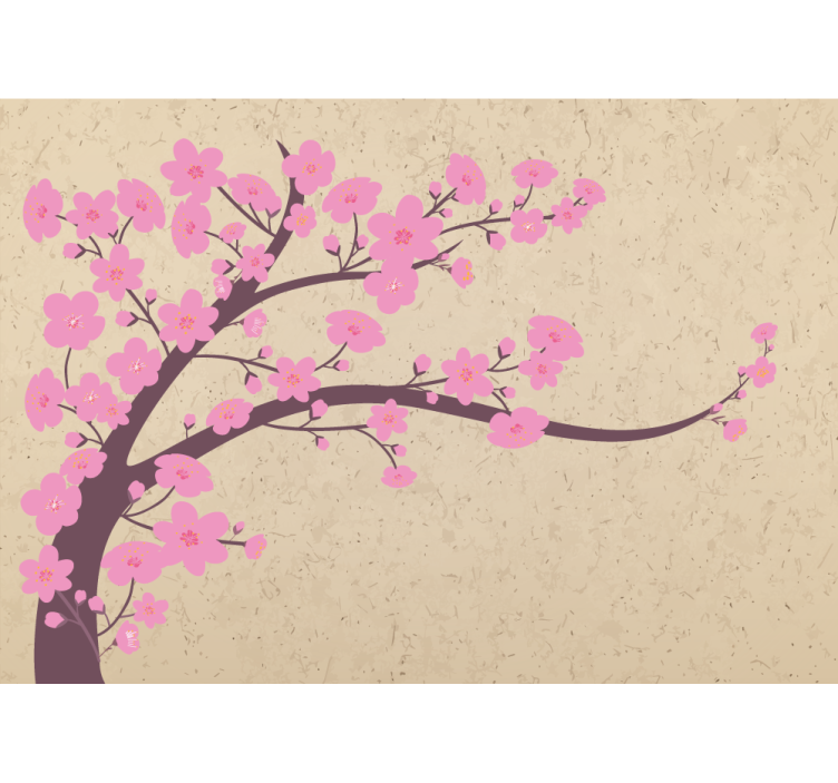 Flowers wall mural blossoming cherry tree - TenStickers