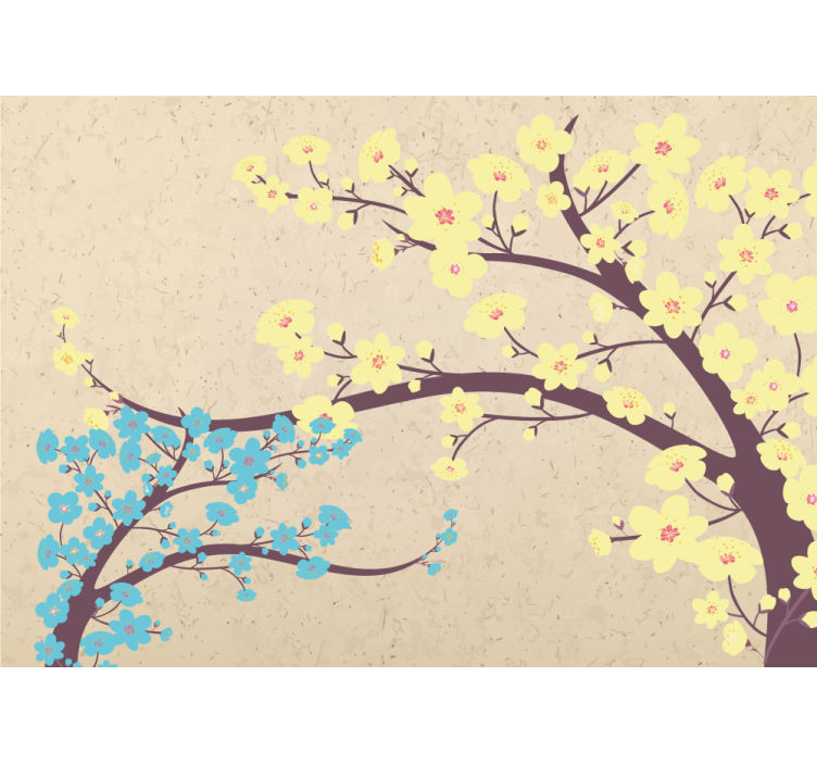 Flowers wall mural yellow blossom branches - TenStickers