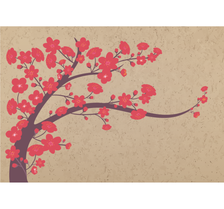 Sakura branch flowers wall mural - TenStickers