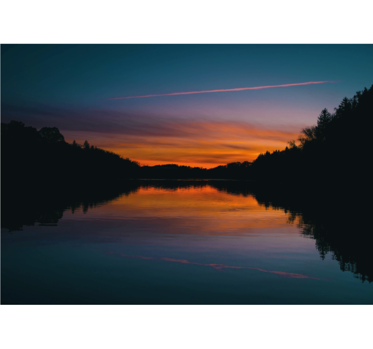 Landscape wall mural serene lake sunset - TenStickers