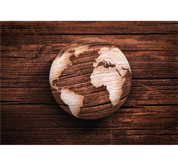 Wooden Texture wall mural world map - TenStickers