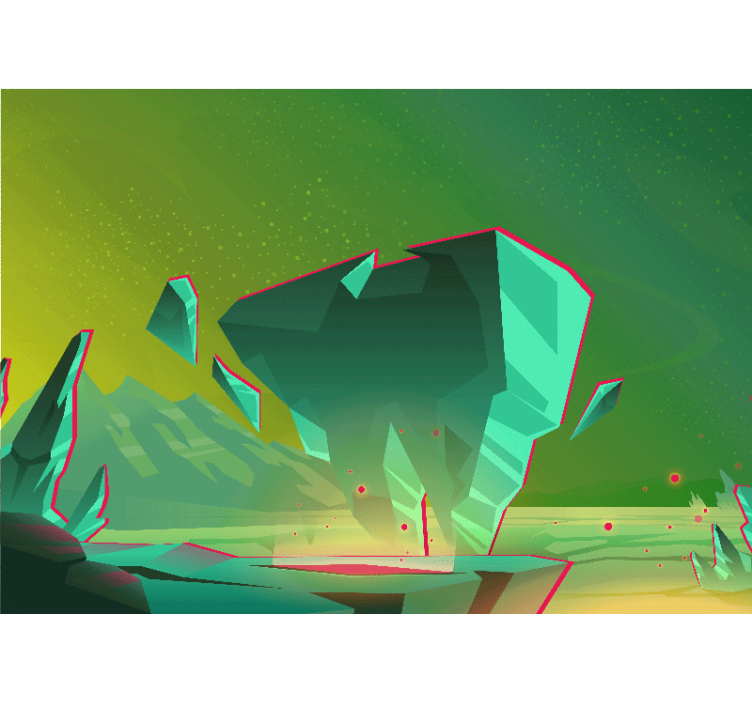 Abstract mural wallpaper geometric green shapes - TenStickers