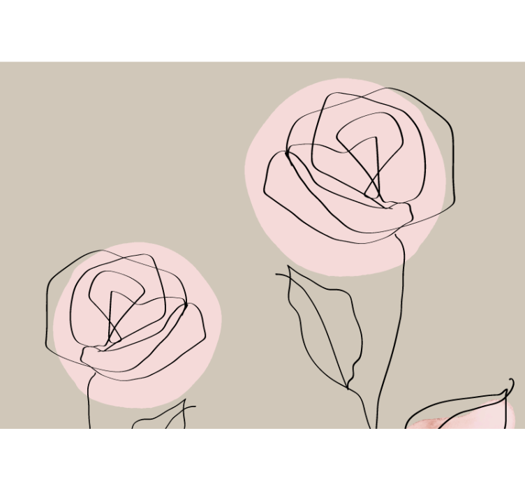 Flowers wall mural line art roses - TenStickers
