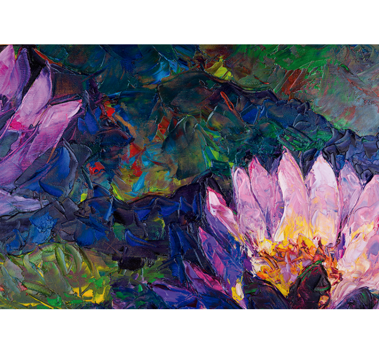 Flowers wall mural lotus blossom abstract art - TenStickers