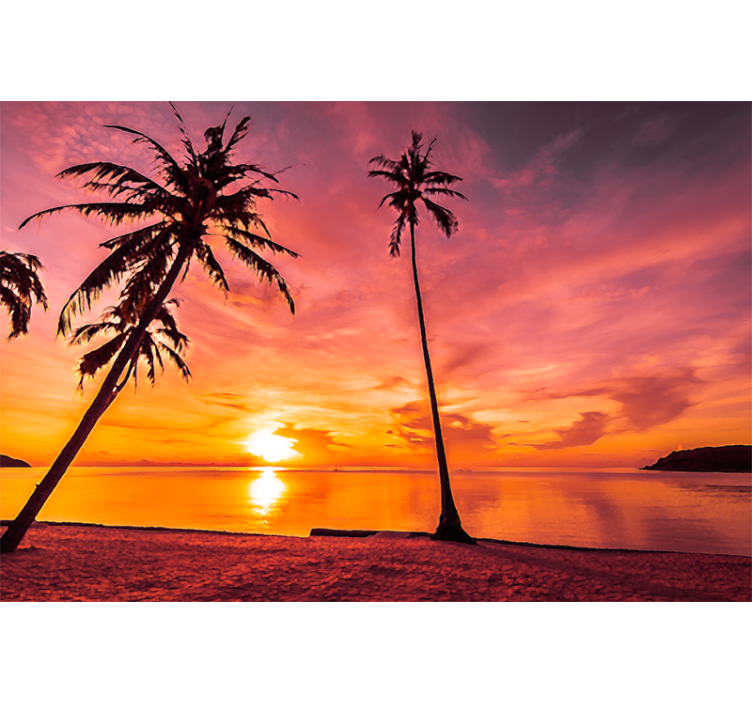Nature wall mural tropical sunset view - TenStickers