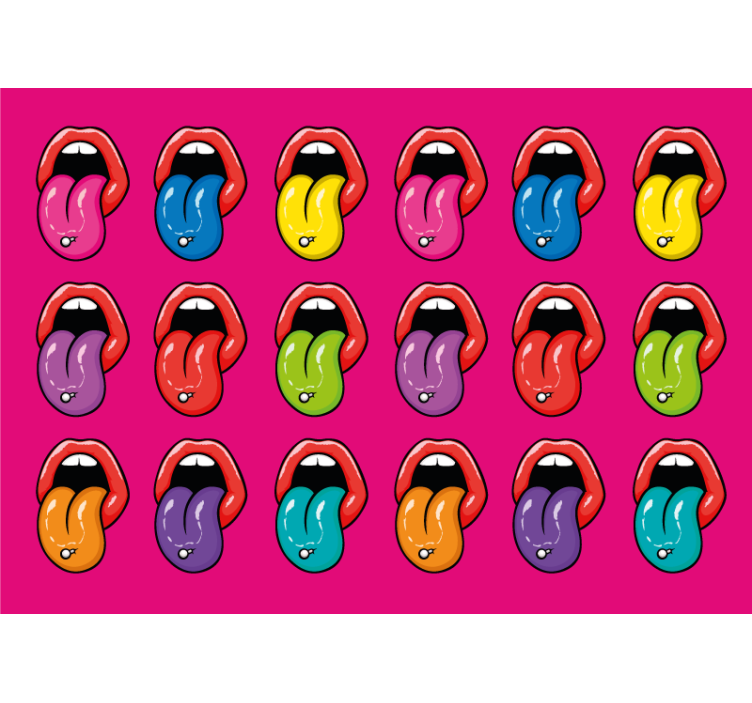 Urban art wall mural colorful tongue expressions - TenStickers