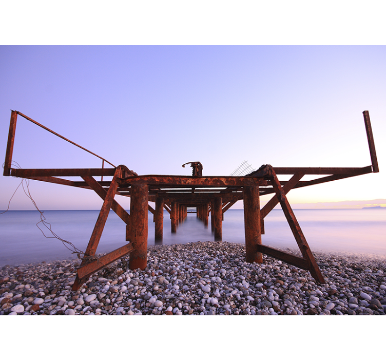Landscape wall mural rustic pier sunset - TenStickers
