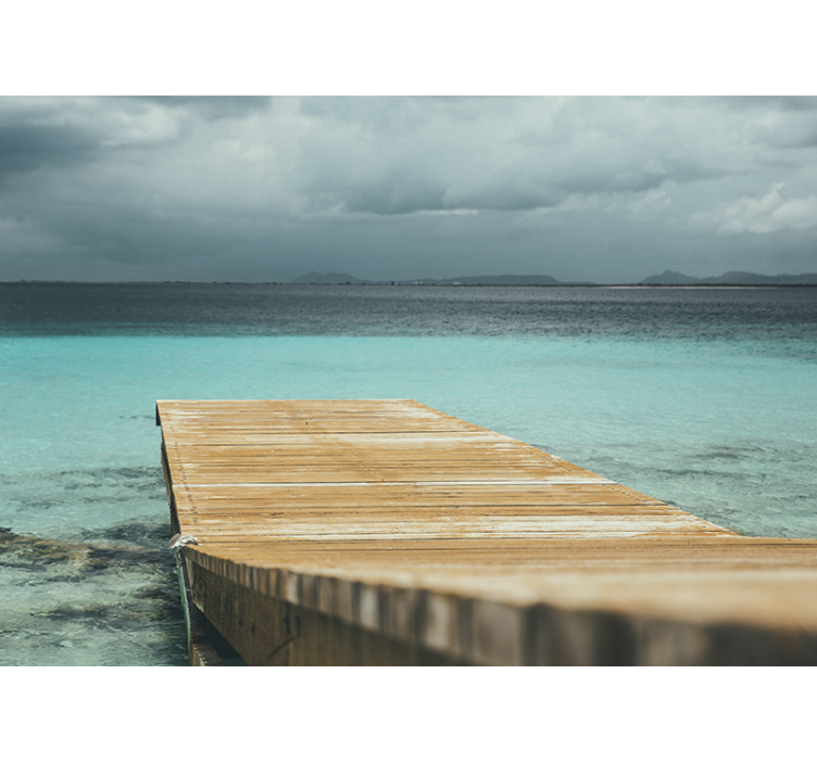 Nature wall mural serene seaside dock - TenStickers