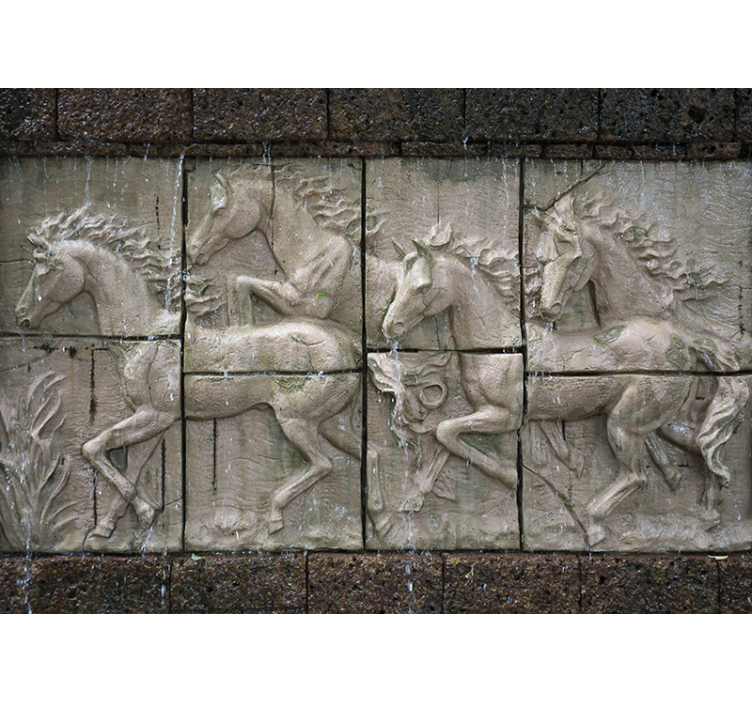 Wall mural animals galloping horses relief - TenStickers