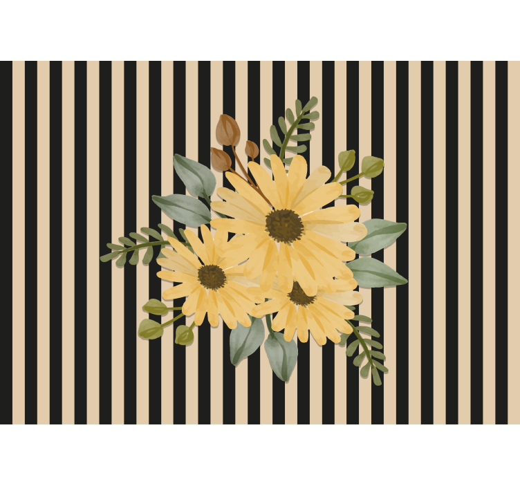 Flowers wall mural sunflower floral design - TenStickers