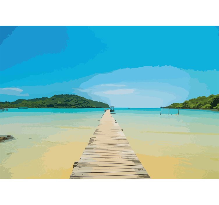 Serene coastal path landscape wall mural - TenStickers