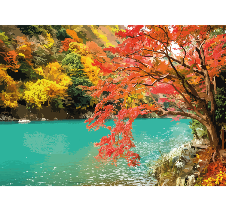 Nature wall mural lively autumn landscape - TenStickers