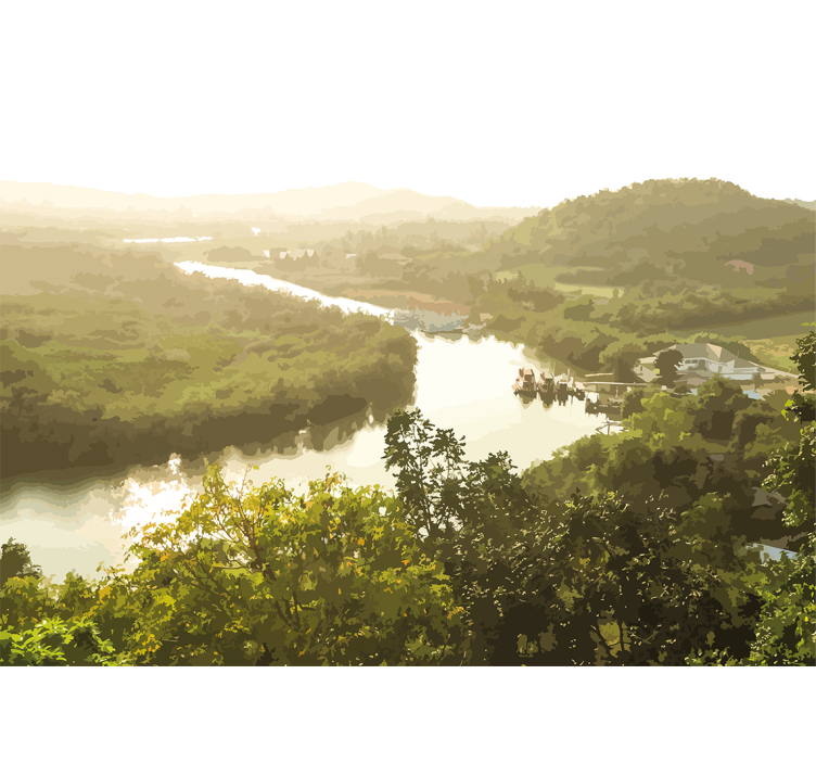 Landscape wall mural serene river view - TenStickers