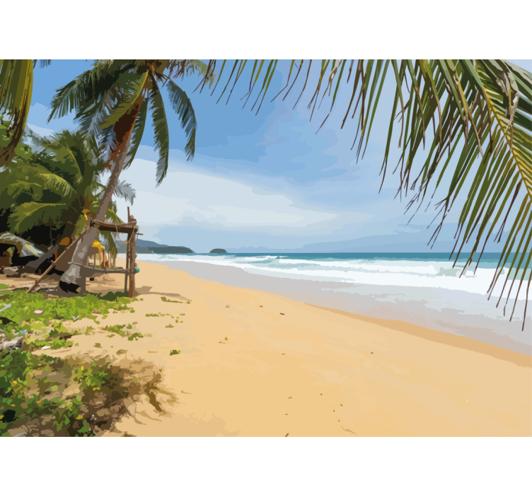 Landscape wall mural tropical shoreline view - TenStickers