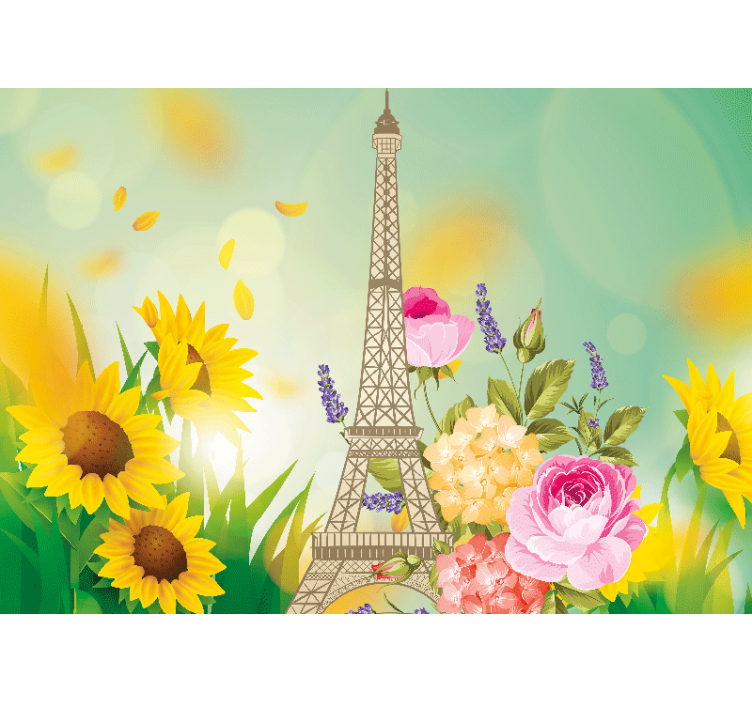 Wall mural paris eiffel tower blossoms - TenStickers