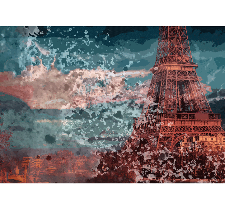Wall mural paris eiffel tower skyline art - TenStickers