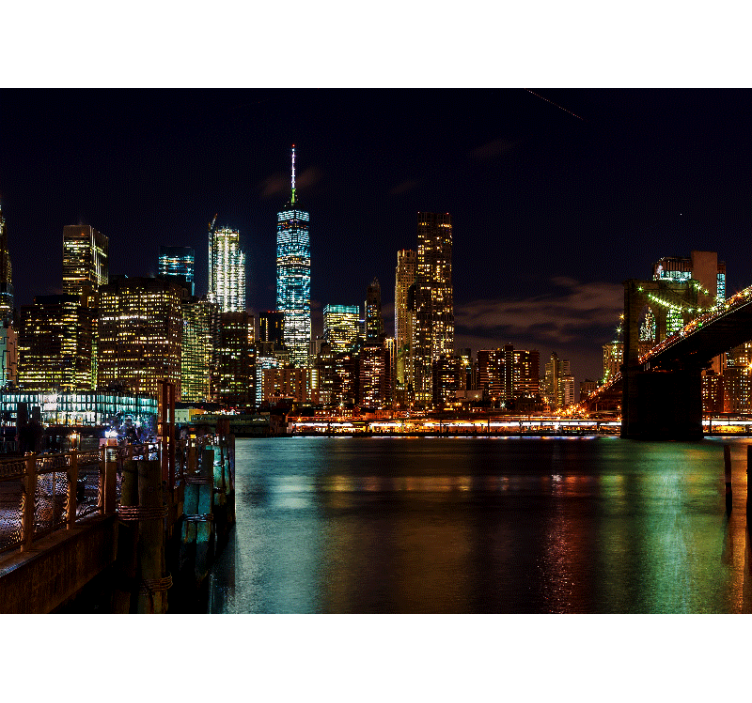 New york wall mural manhattan night view - TenStickers